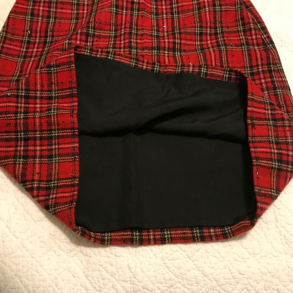 Talbots red & black plaid wool blend fully lined midi skirt with sequins (10) - Picture 9 of 12